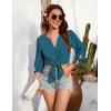imageBlooming Jelly Womens Swimsuit Coverup Button Down Bathing Suit Cover Up Tie Swim Beach Cover UpsBlue Green