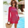 imageBlooming Jelly Womens Swimsuit Coverup Crochet Bikini Cover Ups Hollow Out Net Longsleeve Swimwear for BeachHot Pink