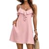 imageBlooming Jelly Women Swimsuit Coverup Spaghetti Strap Beach Dress Bathing Suit Cover Ups Swiss Dot Sundress with PocketPink