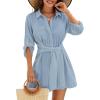 imageBlooming Jelly Womens Swimsuit Coverup Bikini Bathing Suit Cover Up Tie Side Beach Dress ShirtSky Blue