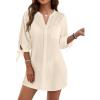 imageBlooming Jelly Womens Swimsuit Coverup Button Down Bathing Suit Cover Up Tie Swim Beach Cover UpsApricot