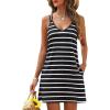 imageBlooming Jelly Womens Swimsuit Coverup Tie Knot Bathing Suit Beach Cover up Sleeveless Summer Dresses 2025Black Striped Dress