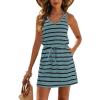 imageBlooming Jelly Womens Swimsuit Coverup Tie Knot Bathing Suit Beach Cover up Sleeveless Summer Dresses 2025Blue Striped