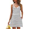 imageBlooming Jelly Womens Swimsuit Coverup Tie Knot Bathing Suit Beach Cover up Sleeveless Summer Dresses 2025White Striped Dress