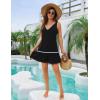 imageBlooming Jelly Women Beach Dress V Neck Swimsuit Coverup Wave Bathing Suit Cover Up Tank Dress with PocketsBlack