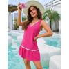 imageBlooming Jelly Women Beach Dress V Neck Swimsuit Coverup Wave Bathing Suit Cover Up Tank Dress with PocketsHot Pink