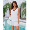 imageBlooming Jelly Women Beach Dress V Neck Swimsuit Coverup Wave Bathing Suit Cover Up Tank Dress with PocketsWhite