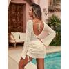imageBlooming Jelly Womens Crochet Swimsuit Cover Up Knot Back Swim Cover Ups Drawstring Bathing Suits Coverup 2025Beige