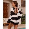 imageBlooming Jelly Womens Crochet Swimsuit Cover Up Knot Back Swim Cover Ups Drawstring Bathing Suits Coverup 2025Black Striped