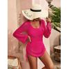 imageBlooming Jelly Womens Crochet Swimsuit Cover Up Knot Back Swim Cover Ups Drawstring Bathing Suits Coverup 2025Hot Pink