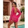 imageBlooming Jelly Womens Crochet Swimsuit Cover Up Knot Back Swim Cover Ups Drawstring Bathing Suits Coverup 2025Hot Pink