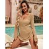 imageBlooming Jelly Womens Crochet Swimsuit Cover Up Knot Back Swim Cover Ups Drawstring Bathing Suits Coverup 2025Khaki