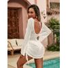 imageBlooming Jelly Womens Crochet Swimsuit Cover Up Knot Back Swim Cover Ups Drawstring Bathing Suits Coverup 2025White