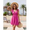 imageBlooming Jelly Womens Swimsuit Coverup Bathing Suit Cover Up Ruffle Sleeve V Neck Swim Cover Up Summer Beach DressRose Red