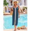 imageBlooming Jelly Womens Swimsuit Coverup Color Block Bathing Suit Beach Cover Up Summer Sleeveless SwimwearPale Blue