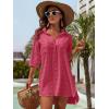 imageBlooming Jelly Womens Swimsuit Coverups White Chiffon Bikini Swimwear Beach Cover Up Dress ShirtBean Paste Red