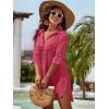 imageBlooming Jelly Womens Swimsuit Coverups White Chiffon Bikini Swimwear Beach Cover Up Dress ShirtBean Paste Red