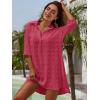 imageBlooming Jelly Womens Swimsuit Coverups White Chiffon Bikini Swimwear Beach Cover Up Dress ShirtBean Paste Red