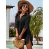 imageBlooming Jelly Womens Swimsuit Coverups White Chiffon Bikini Swimwear Beach Cover Up Dress ShirtBlack