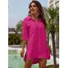 imageBlooming Jelly Womens Swimsuit Coverups White Chiffon Bikini Swimwear Beach Cover Up Dress ShirtBright Pink