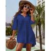 imageBlooming Jelly Womens Swimsuit Coverups White Chiffon Bikini Swimwear Beach Cover Up Dress ShirtDark Blue02