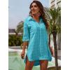 imageBlooming Jelly Womens Swimsuit Coverups White Chiffon Bikini Swimwear Beach Cover Up Dress ShirtFluorescent Blue