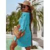 imageBlooming Jelly Womens Swimsuit Coverups White Chiffon Bikini Swimwear Beach Cover Up Dress ShirtFluorescent Blue