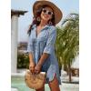 imageBlooming Jelly Womens Swimsuit Coverups White Chiffon Bikini Swimwear Beach Cover Up Dress ShirtHaze Blue