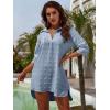 imageBlooming Jelly Womens Swimsuit Coverups White Chiffon Bikini Swimwear Beach Cover Up Dress ShirtHaze Blue