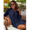 imageBlooming Jelly Womens Swimsuit Coverups White Chiffon Bikini Swimwear Beach Cover Up Dress ShirtMidnight Blue
