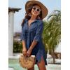 imageBlooming Jelly Womens Swimsuit Coverups White Chiffon Bikini Swimwear Beach Cover Up Dress ShirtNavy Blue