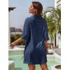 imageBlooming Jelly Womens Swimsuit Coverups White Chiffon Bikini Swimwear Beach Cover Up Dress ShirtNavy Blue