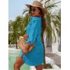imageBlooming Jelly Womens Swimsuit Coverups White Chiffon Bikini Swimwear Beach Cover Up Dress ShirtPeacock Blue