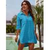 imageBlooming Jelly Womens Swimsuit Coverups White Chiffon Bikini Swimwear Beach Cover Up Dress ShirtPeacock Blue