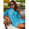 imageBlooming Jelly Womens Swimsuit Coverups White Chiffon Bikini Swimwear Beach Cover Up Dress ShirtPeacock Blue