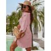 imageBlooming Jelly Womens Swimsuit Coverups White Chiffon Bikini Swimwear Beach Cover Up Dress ShirtPink