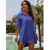 imageBlooming Jelly Womens Swimsuit Coverups White Chiffon Bikini Swimwear Beach Cover Up Dress ShirtSapphire Blue