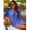 imageBlooming Jelly Womens Swimsuit Coverups White Chiffon Bikini Swimwear Beach Cover Up Dress ShirtSapphire Blue