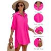 imageBlooming Jelly Womens Swimsuit Coverups White Chiffon Bikini Swimwear Beach Cover Up Dress ShirtSmall Dotred