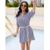 imageBlooming Jelly Womens Swimsuit Coverups White Chiffon Bikini Swimwear Beach Cover Up Dress ShirtStripedblue and White