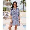imageBlooming Jelly Womens Swimsuit Coverups White Chiffon Bikini Swimwear Beach Cover Up Dress ShirtStripedblue and White