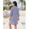 imageBlooming Jelly Womens Swimsuit Coverups White Chiffon Bikini Swimwear Beach Cover Up Dress ShirtStripedblue and White