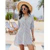 imageBlooming Jelly Womens Swimsuit Coverups White Chiffon Bikini Swimwear Beach Cover Up Dress ShirtStripedgrey and White