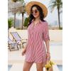 imageBlooming Jelly Womens Swimsuit Coverups White Chiffon Bikini Swimwear Beach Cover Up Dress ShirtStripedpink and White