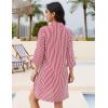 imageBlooming Jelly Womens Swimsuit Coverups White Chiffon Bikini Swimwear Beach Cover Up Dress ShirtStripedpink and White