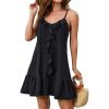 imageBlooming Jelly Women Bathing Suit Cover Up Ruffles Beach Dress Spaghetti Strap Swimsuit Coverup Vacation OutfitsBlack