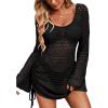 imageBlooming Jelly Womens Crochet Swimsuit Cover Up Knot Back Swim Cover Ups Drawstring Bathing Suits Coverup 2025Black