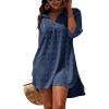 imageBlooming Jelly Womens Swimsuit Coverups White Chiffon Bikini Swimwear Beach Cover Up Dress ShirtNavy Blue