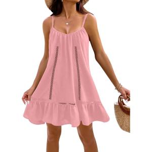 imageBlooming Jelly Womens Bathing Suit Cover Up Swim Beach Dresses Cover Ups Spaghetti Straps Swimsuit Coverups 2025Light Pink