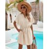 imageBlooming Jelly Womens Bathing Suit Cover Up Swim Swimsuit Coverup Button Down Beach Dress Swimwear Cover Ups 2024Beige
